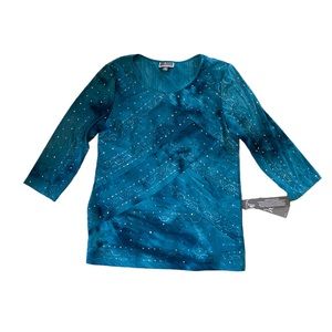Beautiful unique JM Collection 3/4 sleeve top, new with tags, womens size M